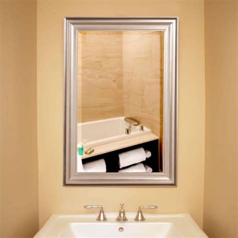 brushed nickel bathroom mirror|24x36 brushed nickel vanity mirror.